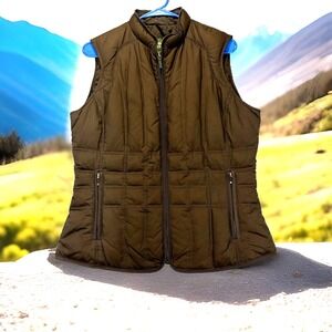 Eddie Bauer goose‎ puffer vest womens M brown full zip Lightweight Outdoors Ski